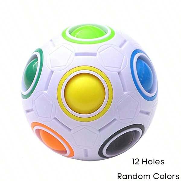 Cubo mágico de 12 hoyos y 11 colores arcoíris, balón de rompecabezas colorido, juguete educativo para niños, balón de fútbol antiestrés de colores, juego de coincidencia de colores, pelota mágica para aliviar el estrés, rompecabezas, juguete de coordinación mano-ojo, adecuado para niños mayores de 3 años y adultos, para carretera, avión, actividades de viaje