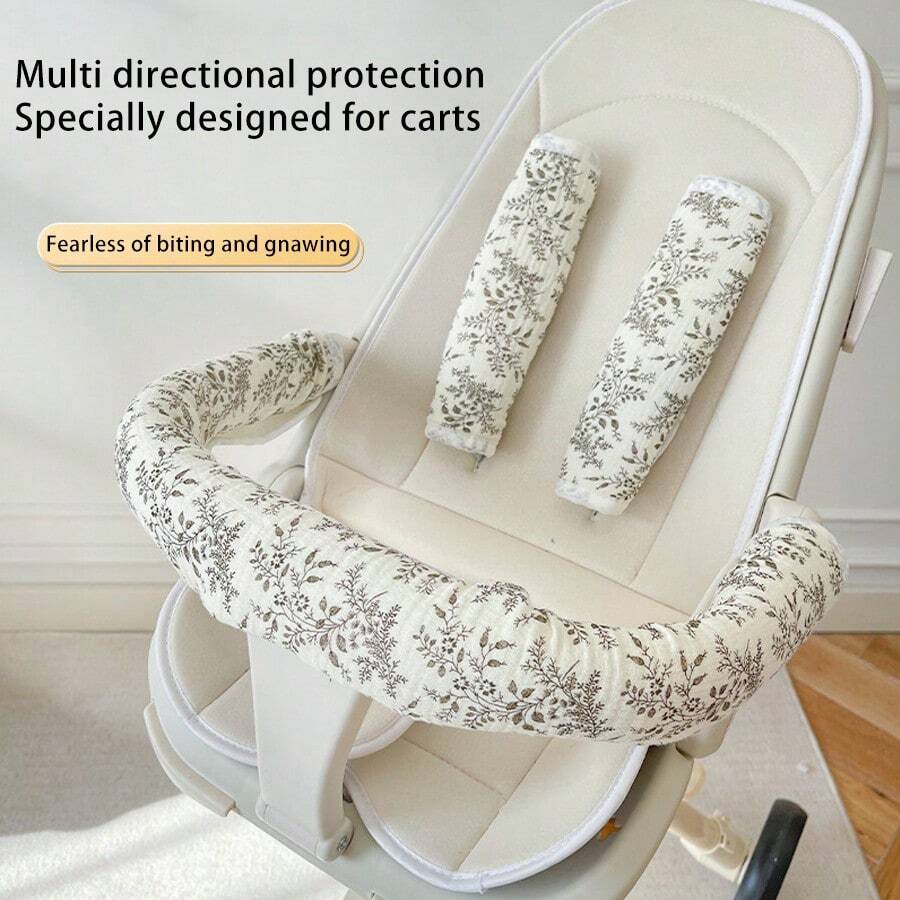 3 Stück/Set Baby Kinderwagen Griffabdeckung, Gurtpolster, abnehmbar & waschbar, 3D Waben atmungsaktives Design, universelles Kinderwagen Zubehör