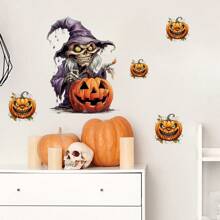 1 件自粘 PVC 墙贴，巫师南瓜图案墙贴，适用于万圣节家居装饰、客厅、卧室、办公室、节日礼物万圣节装饰秋季装饰房间装饰墙壁装饰贴纸墙贴万圣节装饰万圣节装饰