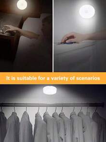 1个/3个可调光LED触摸夜灯 - 柔和暖白光和日光亮度可调，适用于卧室、走廊、卫生间、客厅、衣柜、橱柜等场所的装饰照明。设计紧凑，易于安装。USB充电便携式橱柜灯/壁灯。