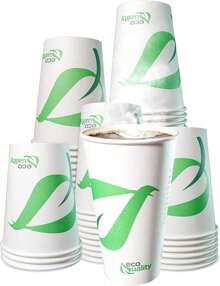 [500 Pack] 20 Oz Compostable Paper Cups -  Disposable White Paper Coffee Cups PLA Lined - -Friendly Hot And Cold Drinking Cups For Travel, Picnic, Party And Events - 25 - 查看 1