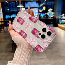 Bow-Knot 1pc Transparent Bow Drink Bottle Design Phone Case, Silicone Airbag Shock-Proof, Personalized Phone Case Compatible With IPhone 7/7Plus/8/8Plus/X/XR/XS/XS Max/11/11Pro/11Pro Max/12/12Pro/12Pro Max/13/13Pro/13Pro Max/14/14Pro/14Pro Max/14Plus/15/15Pro/15Pro Max