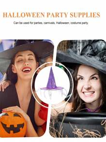 3pcs Spider Web Witch Hats In Purple, Gold And Silver Colors, Gothic Style Wizard Hats For Women, Witch Cosplay Costume For Halloween Home Decor Halloween Decor Fall Decor Room Decor