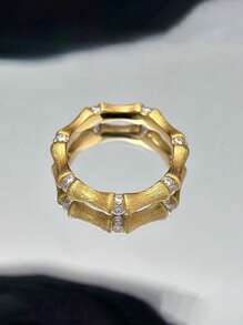 1 件优雅的 S925 纯银竹节形戒指，奢华优雅的女士戒指，适合日常佩戴、办公室、派对、情人节、生日礼物、银饰 - S925竹節銀戒指 - 查看 1