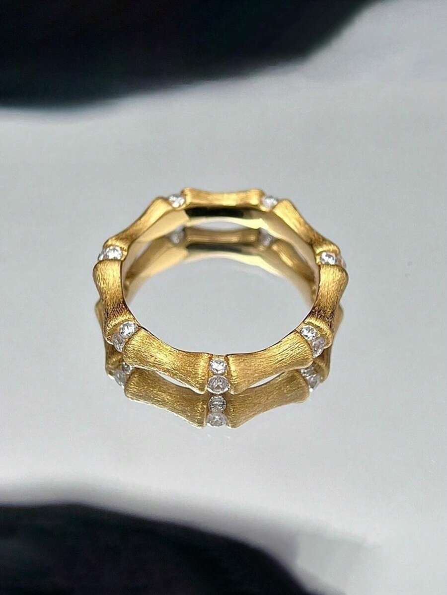1 件优雅的 S925 纯银竹节形戒指，奢华优雅的女士戒指，适合日常佩戴、办公室、派对、情人节、生日礼物、银饰 - S925竹節銀戒指 - 查看 1
