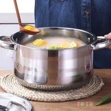 Olla de acero inoxidable, juego de 3 ollas de acero inoxidable, juego de 3 ollas de 20-26 cm, juego de utensilios de cocina de acero inoxidable, olla para sopa con doble asa, con tapa de vidrio, mango de remache pesado, olla para sopa con tapa, juego de cocina con asa, herramientas de cocina profesionales, utensilios de cocina, resistentes y duraderos, fáciles de limpiar, simples de usar, buena calidad y bajo precio, adecuados para cocinas de inducción y gas, adecuados para acampar, hogar, restaurante (plata) - Plateado - Ver 6