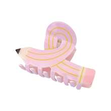 1 pieza Pinza para el cabello con forma de lápiz linda - Accesorio para el cabello de estilo universitario con rayas vibrantes y punta de goma, adecuado para la temporada de regreso a clases, uso diario y regalos festivos