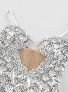 Nuevo vestido de gala de mujer con lentejuelas glamorosas y parches, tirantes finos, sin mangas, vestido de noche, vestido de fiesta, vestido de invitada de boda, vestido formal