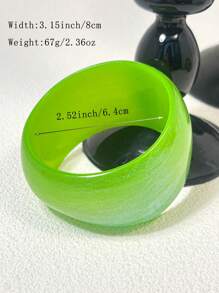 1pc Vintage Versatile Tie Dye Resin Bangle, Glitter Geometric Design, Gradient Fit For Banquet & Party, All Season Wear, Green