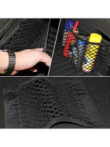 1pc Durable Elastic Nylon Car Trunk Organizer Net - Backseat Hanging Storage Bag, No Power Needed, Black, Suitable For Home And Garage Storage And Organization For Women Storage Organizer Travel Essentials Back To School Dormitory Storage