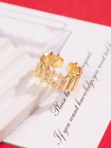 1 Stück Luxus-Stil breiter offener Ring mit kupfer-mikrobelegter kubischer Zirkonia, verstellbare Größe geeignet für den täglichen Gebrauch von Frauen, ideales Geschenk für Familie, Freunde und Liebste
