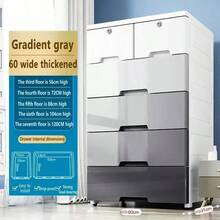 多层抽屉式收纳柜免组装床头五屉储物柜塑料加厚收纳箱可移动 - 彩色 - 查看 47