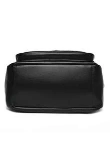 奢华女士真皮背包，适合女孩的休闲背包，黑色复古背包，适合女孩的书包 - 黑色 - 查看 8