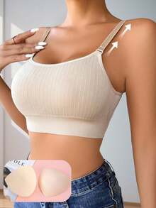 Seamless Bra Padded Ribbed Backless Bra Bralette With Padding Sports Bras High Support