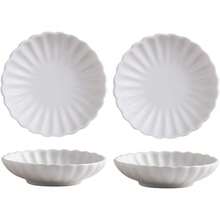 3.5 Inches Flower Shape Ceramic Sauce DishMini Side Seasoning Dish Condiment Dishes Sushi Soy Dipping Bowl Snack Serving Dishes Porcelain Small Saucer Set Set Of 4