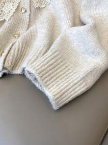 女士休闲蝴蝶结装饰插肩袖开衫，适合万圣节、圣诞节、中国新年等场合 - 杏色 - 查看 6