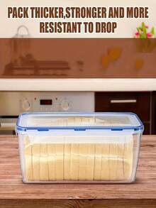 1pc 2.7L/95oz Airtight Food Storage Container With Leakproof Blue Flip-Top Lid - Transparent Stackable Plastic Kitchen Organizer For Bread, Bakery Items, Fridge & Freezer - Durable, Space-Saving Design, Food Storage Organizer, Bakery Item Keeper
