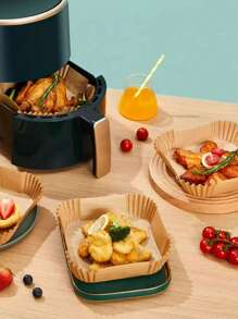 50/100 包空气炸锅烘焙纸，16 厘米烘焙纸衬垫，适用于 3-4.5 升无油炸锅的空气炸锅配件 | 不粘羊皮纸，用于烘焙、烤制和微波炉