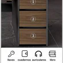 Escritorio de Oficina Minimalista, Espacioso Escritorio para Computadora con 3 Cajones, Escritorio Minimalista con Patas de Mesa Reforzadas, Ideal para Estudio,Juegos y Trabajo - Blanco-L - Ver 4