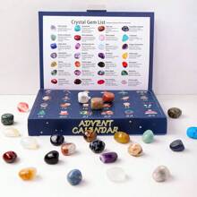 24-Day Crystal Advent Calendar With 24 Natural Gemstones | STEM Geology Learning Kit | DIY Mineral Collection | Christmas Gift For Kids & Crystal Lovers