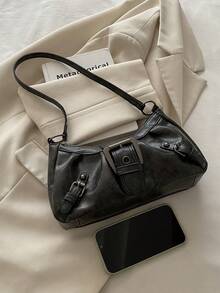 时尚新款纯色五金扣装饰单肩包，百搭经典现代风格女士手提云朵包，适合逛街、钱包、购物、年轻女性、大学生、新人、白领人士。非常适合办公室、大学、工作、商务、通勤、户外活动、旅行和郊游