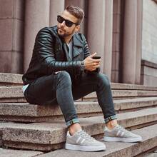 Men's Casual Tennis Shoes Original Sneaker Street Shoes - 白灰 - 查看 3