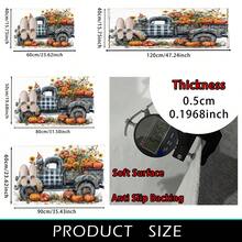 1 pieza Felpudo de goma con estampado de camioneta, calabaza amarilla otoñal, girasol, para puerta, baño, cocina, sala de lavandería, decoración de vacaciones, decoración del hogar, decoración de fiesta, decoración de boda, decoración de cocina