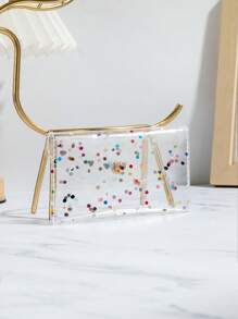 1 buc. Portofel transparent cu paiete din PVC, multicolor, cu capse, drăguț, pentru monede și carduri