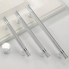 1 Paquete de Manijas de Plástico, Diseño Moderno y Sencillo para Cajones, Puertas y Gabinetes - Plateado - Ver 5