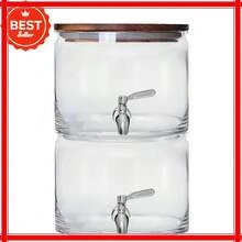 240oz Stacking Glass Beverage Dispenser With Acacia Wood Lid - Clear - View 7