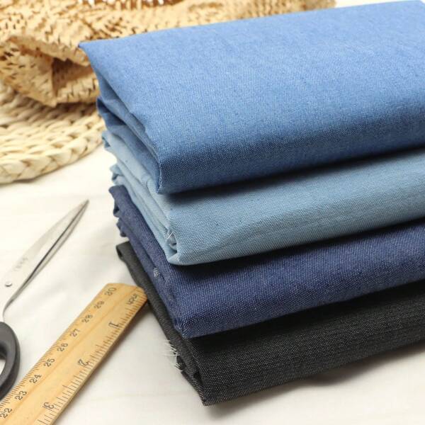 1pc 145*50cm Comfortable Solid Color Pre-Washed Denim Fabric , Pre-Cut For Home Decor Sofa Covers And Doll DIY Projects, Sewing Fabric