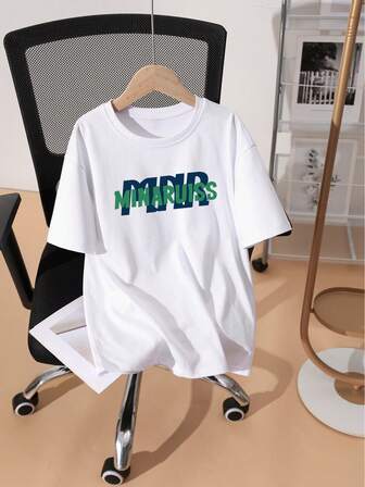 日式女式宽松圆领休闲印花短袖T恤，春夏