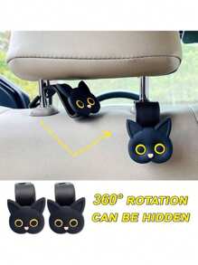 1 Stück 3D Cartoon Katze Auto Kopfstützen Haken, Universal Auto Zubehör Organizer, Zusätzlicher Aufhänger für Einkaufstüten, Handtaschen, Geldbörsen, Jacken, süße Auto Dekoration, Autositz Rückenlehnen Aufhänger