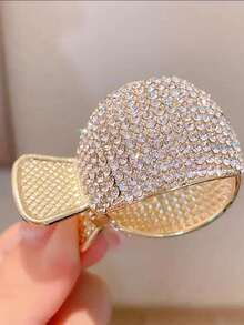 1/2 件女士合金镂空水钻发爪夹，简约优雅时尚高马尾发型配饰，法式时尚头饰适合日常佩戴，Rave 配饰