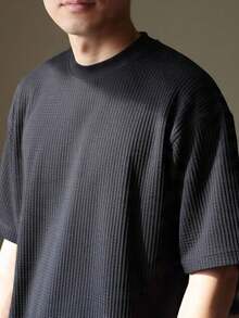 Kit 2 RelaxMax Men's Casual Oversized Textured Mesh Shirt - Black and Caramel - View 3