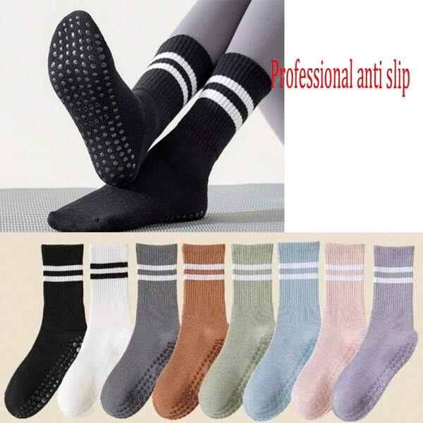8 Pairs Women's Pilates Grip Socks, Non-Slip, Multicolor, Barefoot Exercises, Suitable For Pilates, Yoga, Gym, Jogging, Dancing, Ballet