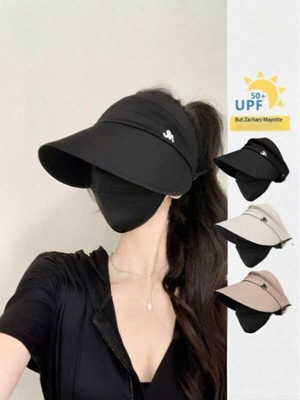 1pc Women's Ponytail Hole Sun Hat, UV Protection Outdoor Cap, 2025 New Summer Design