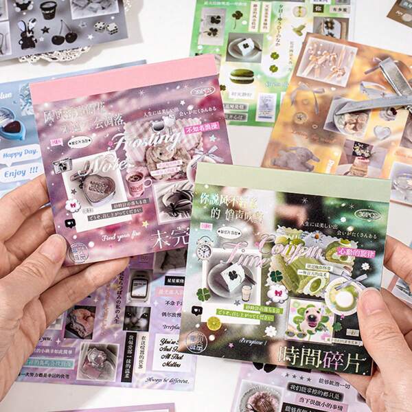 كتاب ملصقات مربعة من سلسلة جزيرة الأحلام، ملصقات زخرفية أنثوية كورية على شكل قلب لدفتر اليومية DIY، لوازم مدرسية، العودة إلى المدرسة