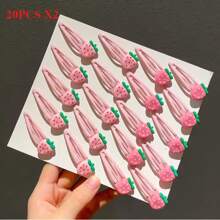 4pcs/Set Women Elegant Minimalist Strawberry Hair Clips, Suitable For Everyday Bangs And Hair Styling Claw Clips Hair Claws Hair Barrettes, School Stuff, Pink Hair Clips, Cute Accessories