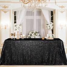 Sequin Tablecloth 48x95 Inches Rectangle/48 Inches Round, Glitter Table Cover Sparkly Classy Elegant Tablecloth For Christmas, Halloween, Weddings, Birthday Parties, Valentine's Day, Candy Buffets, Exhibitions, Graduation Ceremonies, Table Decorations