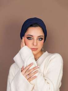 1 件女士经典纯色化疗头巾帽，弹性褶皱设计，防滑透气，多层头巾，柔软亲肤莫代尔针织面料，适合日常穿着、运动