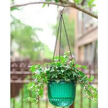 LI2 Pack Self Watering Hanging Planters Indoor Flower Pots 6.5 Inch Outdoor Hanging Basket Plant Hanger With 3Hooks Drainage Holes For Garden Home Emerald - Emerald - 查看 4