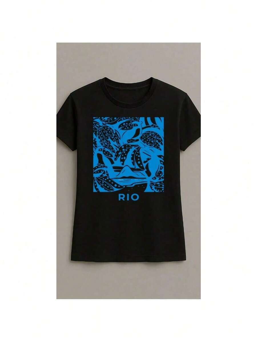 100% COTTON T-SHIRT HIGH QUALITY PRODUCT RIO PRINT - 黑色 - 查看 1