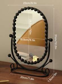 1 Vanity Mirror, Home Bedroom Desktop Vanity Mirror, Creative Wrought Iron Makeup Mirror, Reversible Makeup Mirror, Perfect Gift For Bedroom Or Travel, Students, Mothers, Friends
