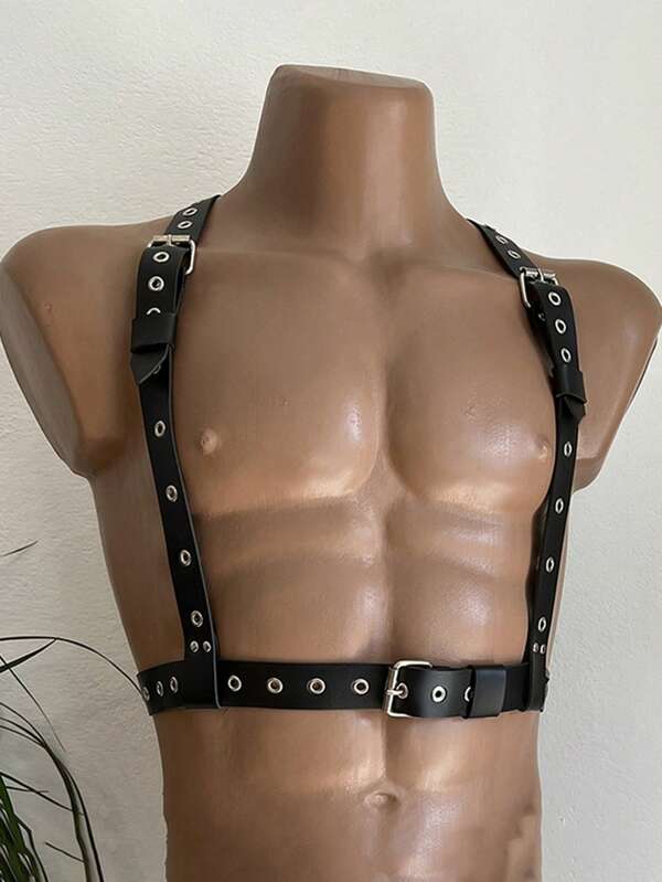 Men's Sexy PU Leather Suspenders, Handmade Men's Chest Harness, Men's Shoulder Straps, Festival Costume Chest Armor, Gift For Men, Men's Sexy Lingerie Accessory