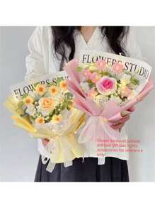 1 Pc Finished Rose Flower Bouquet Knitted Gift Set, Romantic Mother's Day, Birthday Gift For Girlfriend, Friends