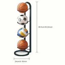 1 Stück 2/5 stöckiges Innen- und Außen Sportball Ausstellungsregal, für Fußball, Volleyball und Basketball, Aufbewahrungsorganizer Regal für Wohnzimmer, Garage, Schlafzimmer, Basketballhalter - Verschiedenfarbig - Übersicht 10