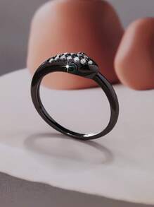 1pc Fashion Geometric Cross CZ Decor Double Layer Ring, Suitable For Daily Wear & Decoration For Women