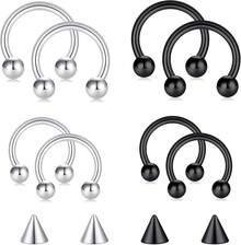 Horseshoe Septum Rings Surgical Steel Nose Piercing Jewelry 6mm-12mm - 20G-8MM 10MM-銀色 黑色 - 查看 1