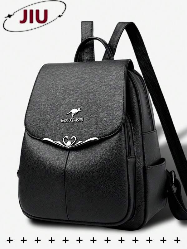 Anti-Theft Pu Leather Backpack Women Purse, Multi-Function Fashion Day Bag, Multi-Pocket Lightweight Travel Bag, Large Capacity Simple School Bag, Convenient Book Bag, For Students, Travel Vacation, Business Trip, Daily Commuting, Shopping, Office, Dating, Outdoor, Birthday Gift, Holiday Gift, Mochilas